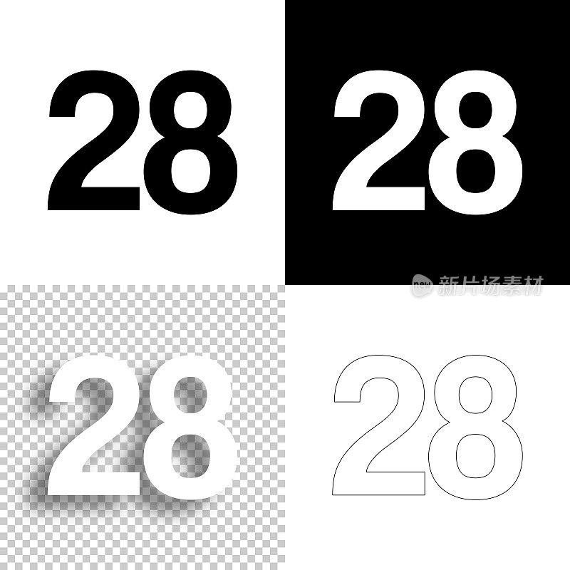 28 - 28号。图标设计。空白，白色和黑色背景-线图标
